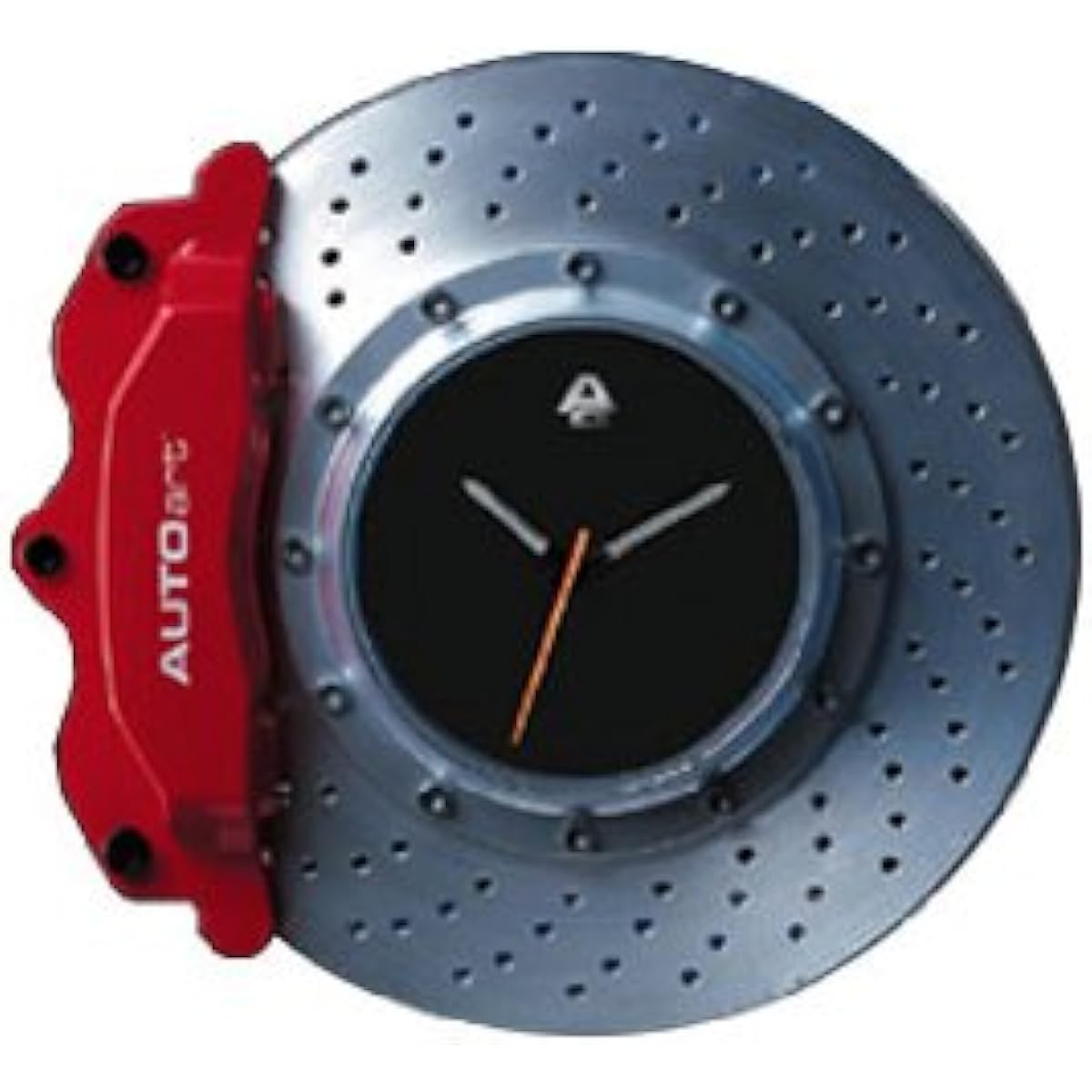 AUTOartDESIGN Brake Disc Clock (Red Caliper/Silver Center) Completed Product