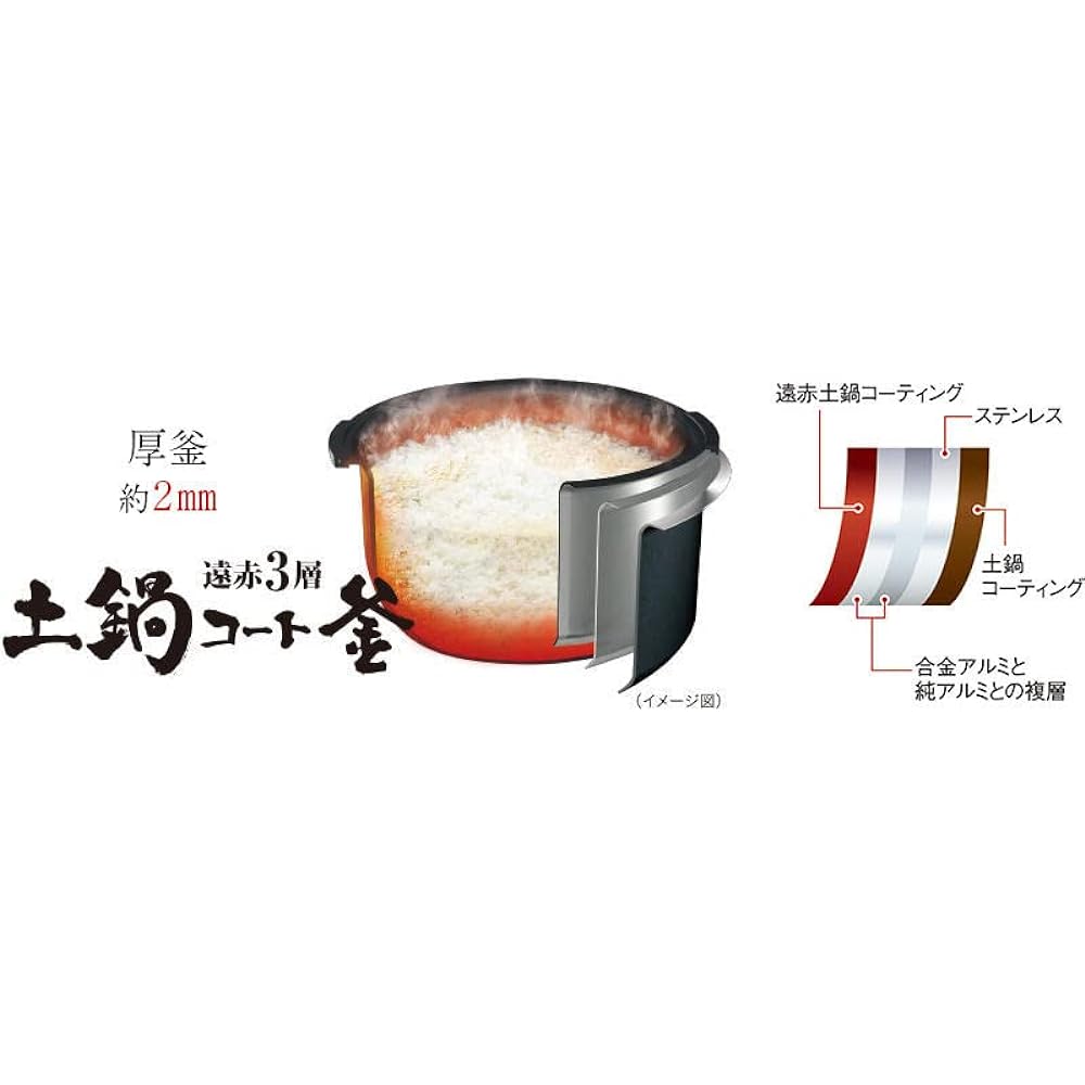 Tiger Thermos (TIGER) Rice Cooker 1 Sho IH Type Freshly Cooked Earthen Pot Coated Pot Easy to Clean Dark Gray JPW-G180HD