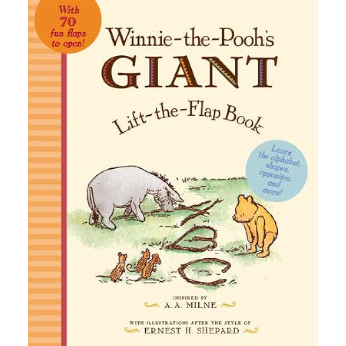 Disney Baby Winnie the Pooh Plush Musical Gift Set - Classic Winnie the Pooh Plush Bear, Giant Lift the Flap Board Book, Gift Book Bag (Music, Shapes, Colors, Numbers, Letters, Time)