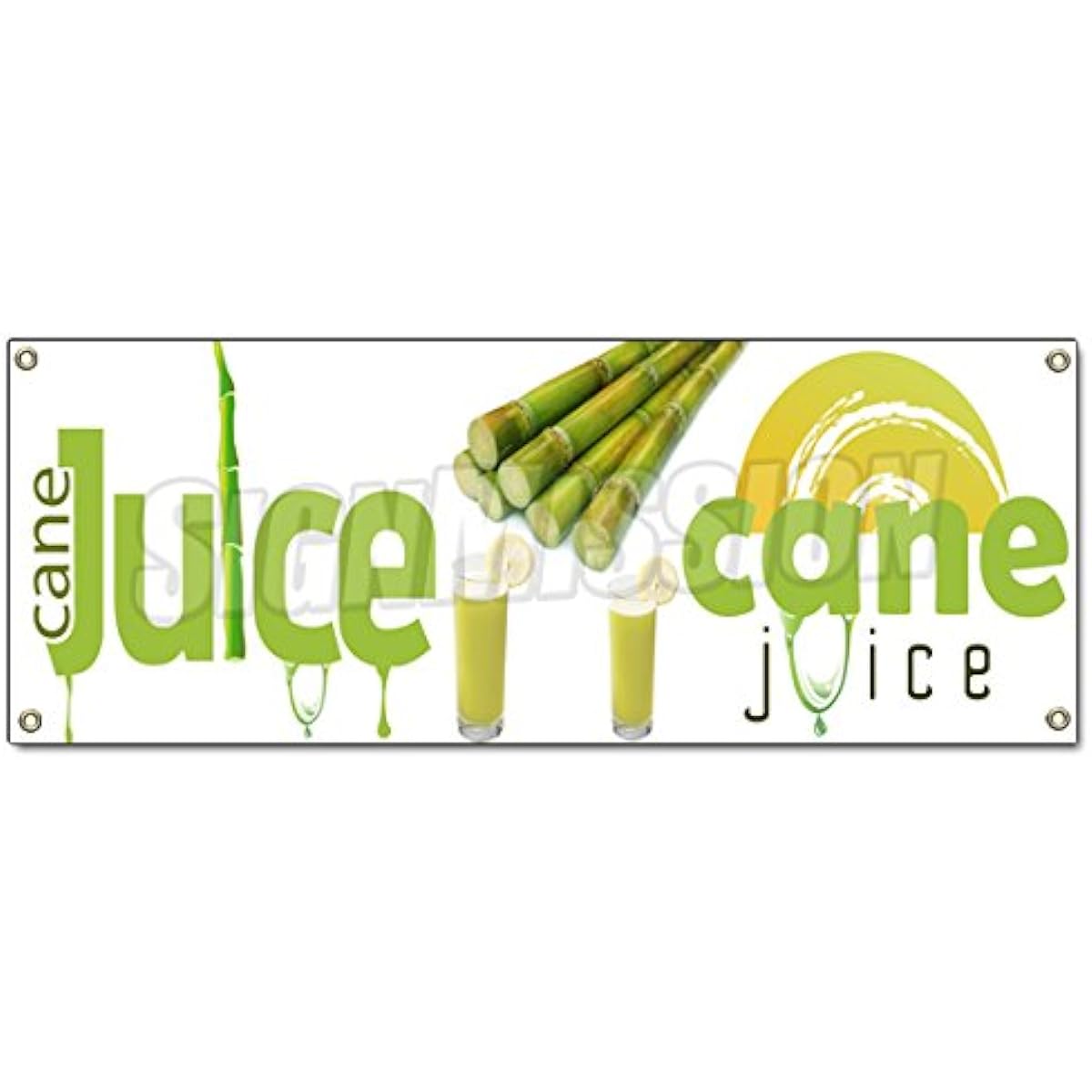 sugarcane juice banner sign fresh drink cold ice soda water