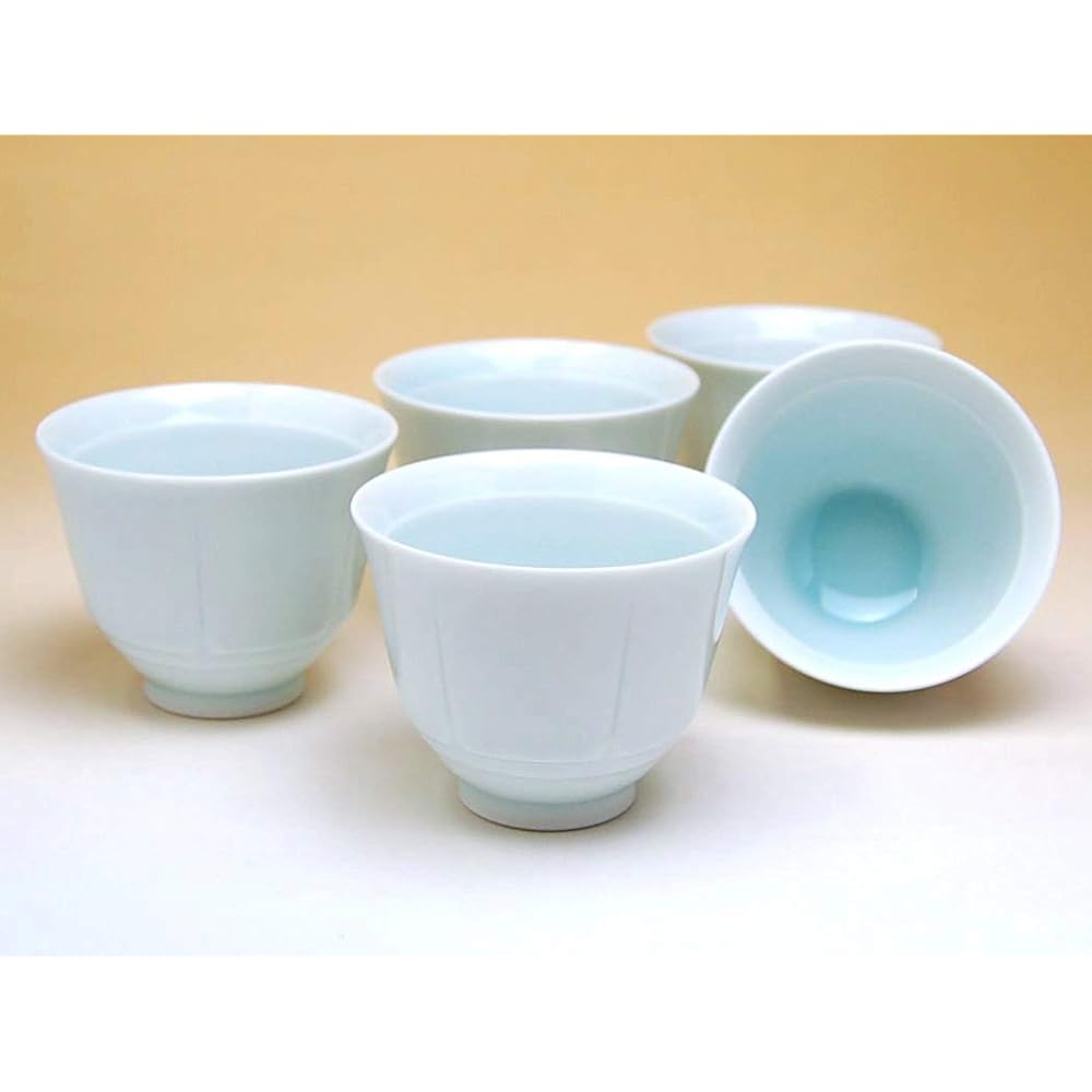 Teacup set for guests, Arita ware, blue and white porcelain, sencha bowl, set of 5, in presentation box