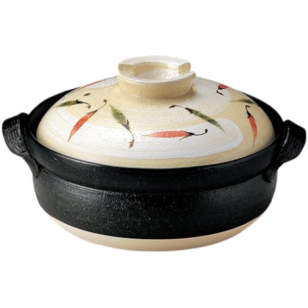 Santo Banko Ware Earthen Pot No. 7 IH Compatible, For 1-2 People, Chili Pepper 12311