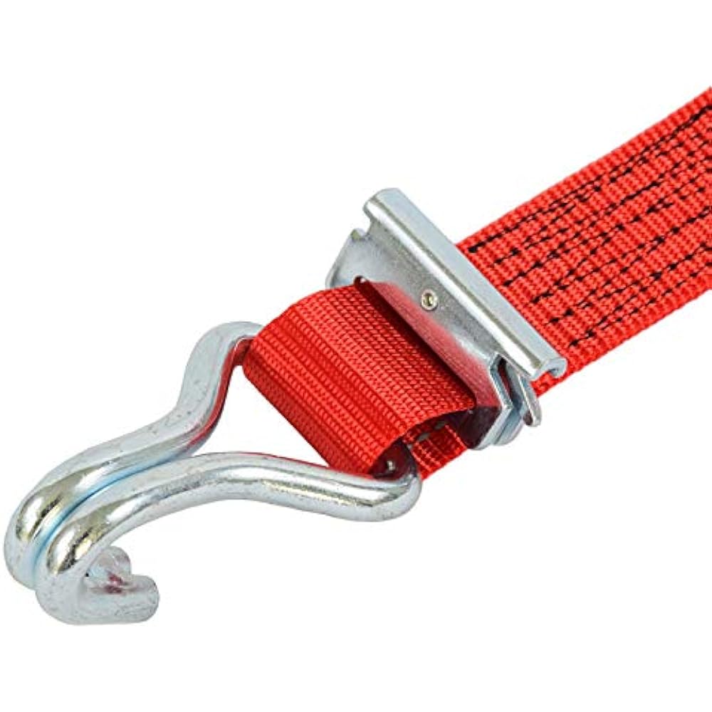 AVIELAN Reflective Lashing Belt 50mm Width RJ Hook (Track Rail Compatible) Winding 5m Fixed 1.0m Red (Right Fixed Specification)
