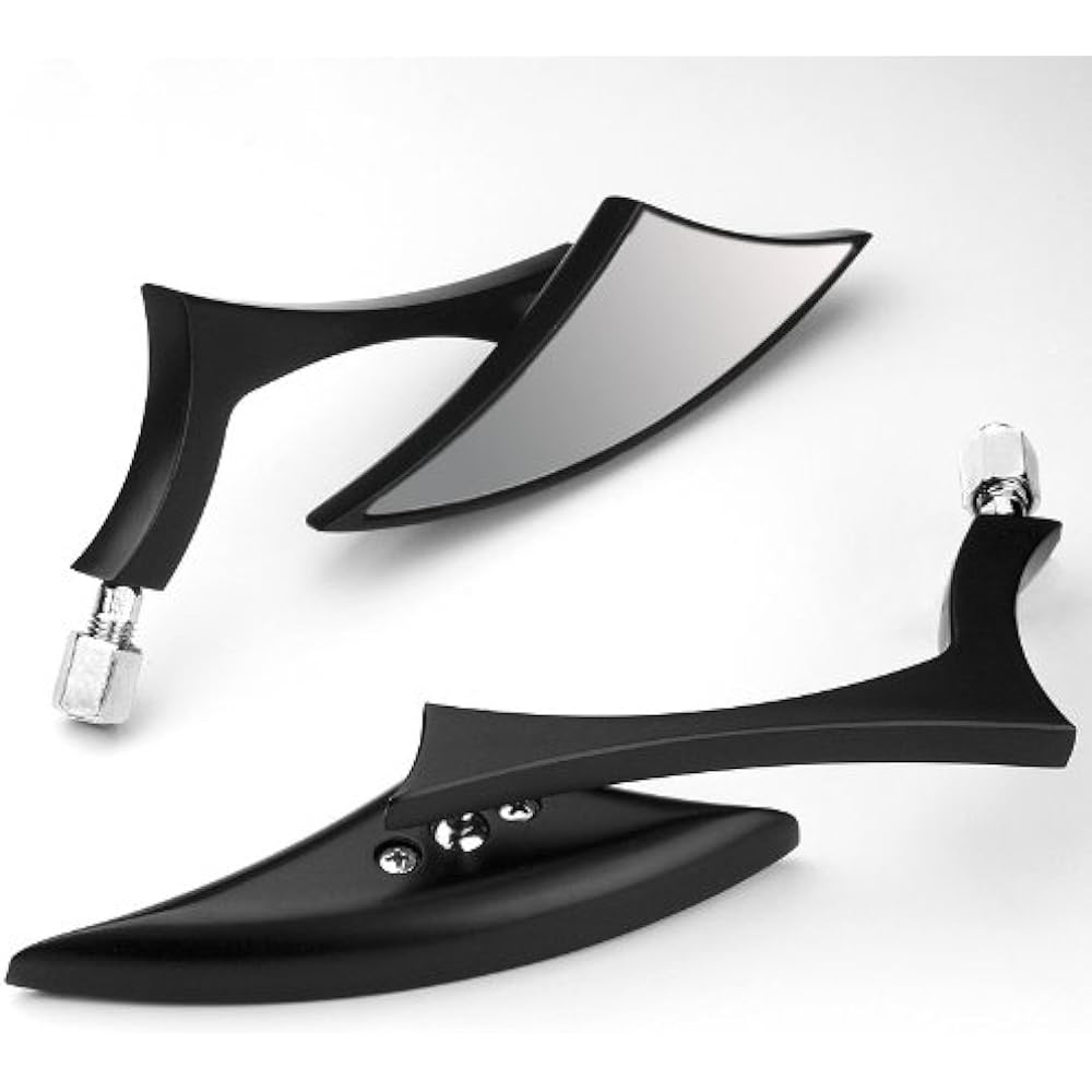 Black Aluminum Blade Spear Rear View Side Mirror 2 Pieces Motorcycle Street Standard Naked Bike Compatible with Kawasaki Versys