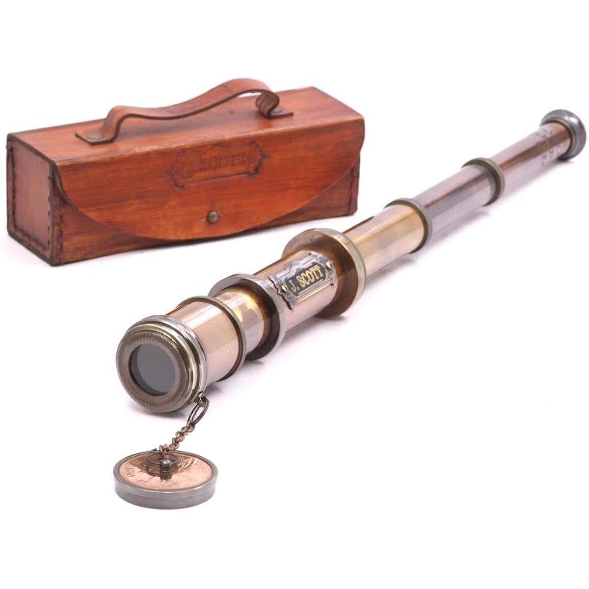 J. Scott London Small Telescope Royal Telescope Pirate Solid Brass Genuine Leather
