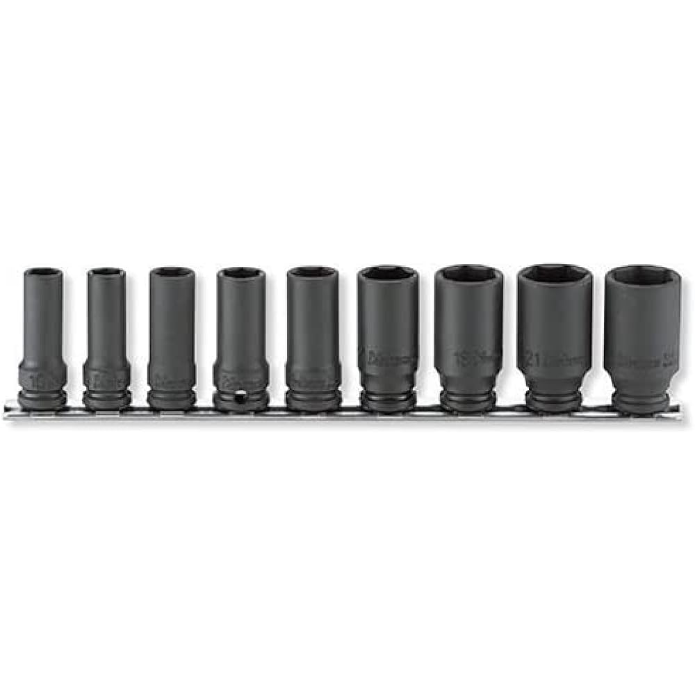 Koken 3/8 (9.5mm) SQ. Impact hexagonal semi-deep socket (thin wall) rail set 9 pieces RS13301X/9