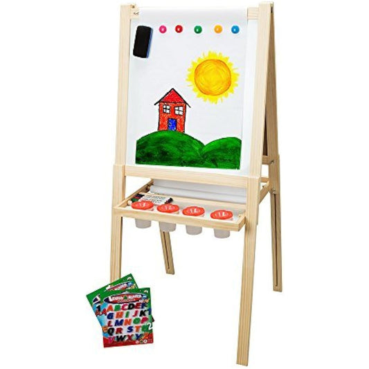 First Impressions Wooden Art Easel for Kids (2nd Edition) Kids Whiteboard Magnetic Chalk Board with Accessory Pack