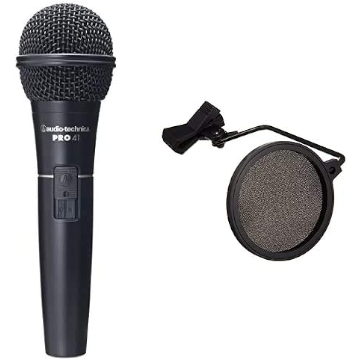 [Set purchase] audio-technica Dynamic Microphone PRO41 + Kikutani Pop Blocker PO-5S + PLUTINUM Desk Arm Type Flexible Microphone Stand MPC1 BLK Set