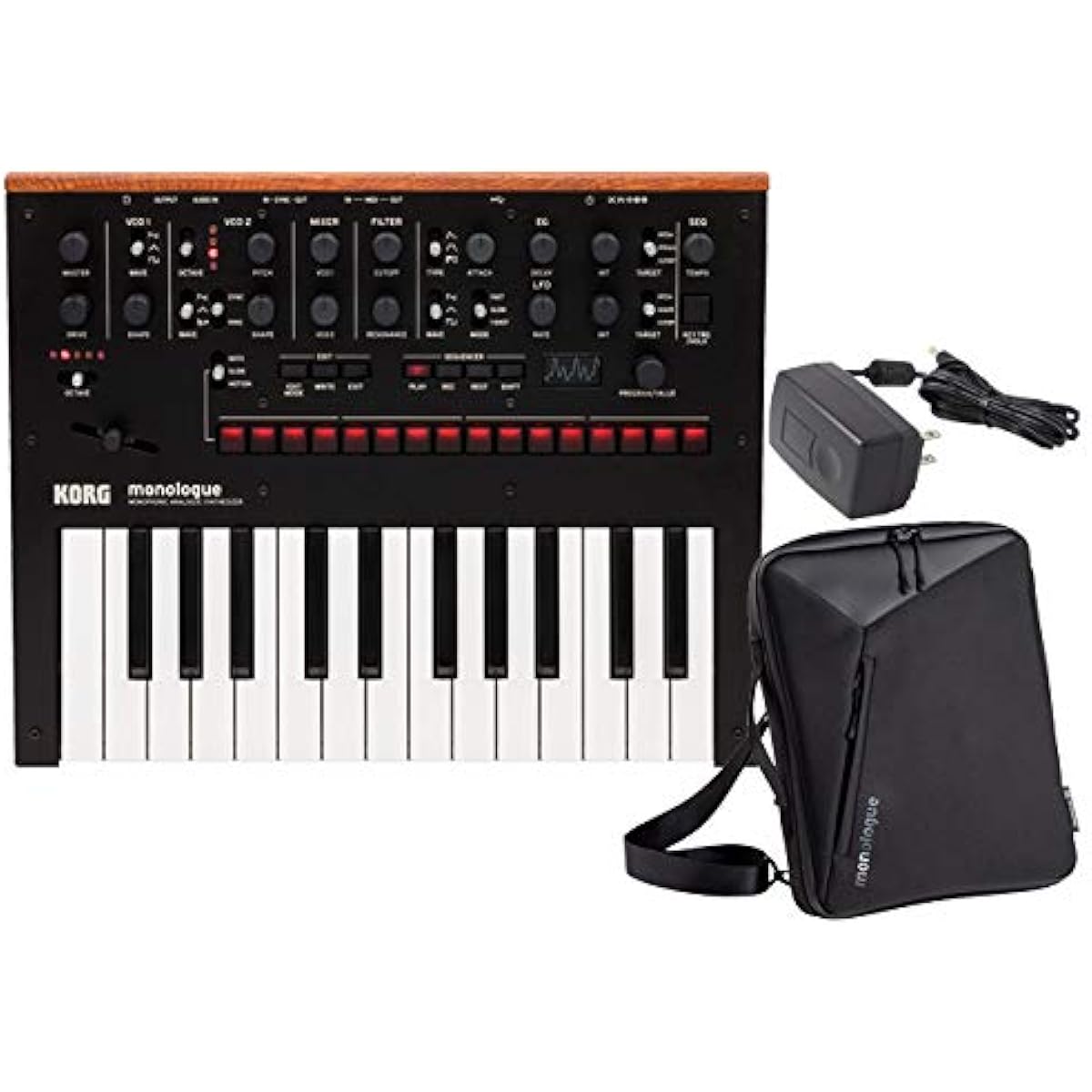KORG - Monophonic Analog Synthesizer monologue-BK Black + Genuine Soft Case MP-MONOLOGUE-BK + Genuine AC Adapter KA-350 Set