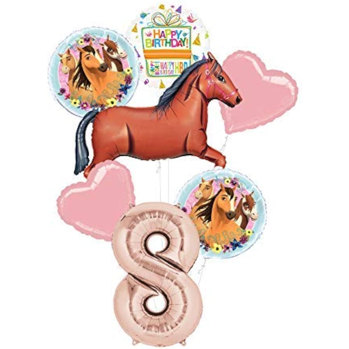 Mayflower Products Spirit Riding Free Party Supplies 8th Birthday Brown Horse Balloon Bouquet Decorations