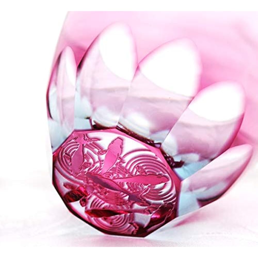 [GLASS-LAB] Glass Lab "Goldfish" A mysterious glass whose pattern expands when you add alcohol [In a wooden box] Edo Kiriko, Sand Kiriko, Covered glass, Guiguri, Gift, Made in Japan GL_102