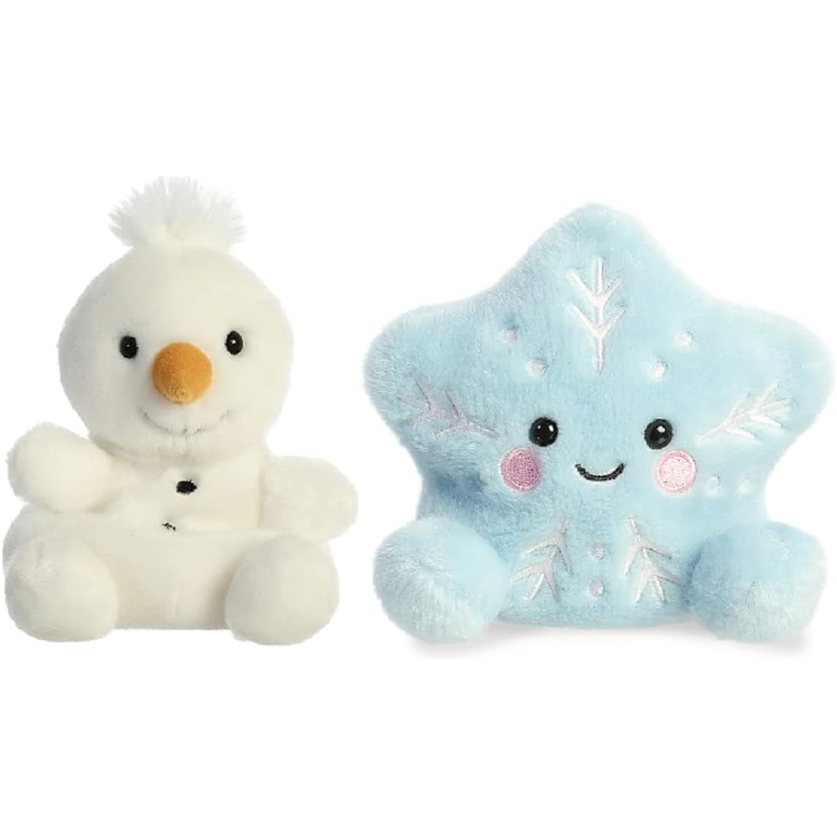 Aurora Small Palm Pals 2 Piece Winter Plush Bundle, Frosty Snowflake and Froyo Snowman