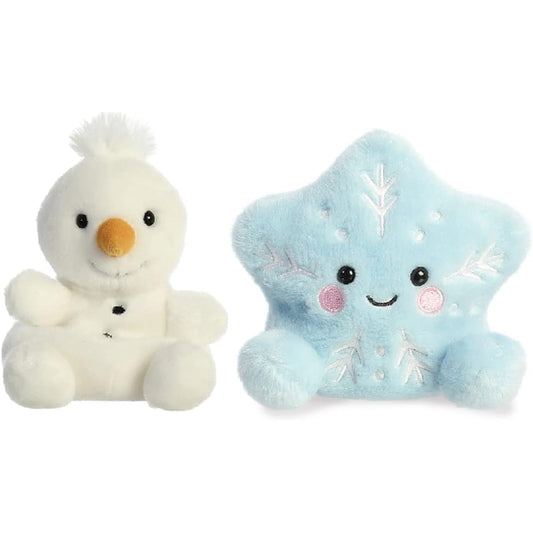 Aurora Small Palm Pals 2 Piece Winter Plush Bundle, Frosty Snowflake and Froyo Snowman