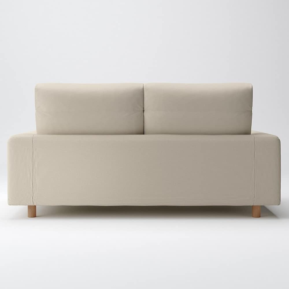 MUJI cover beige washed cotton canvas sofa body 2.5 seater feather pocket coil for high back 82583809 212:2.5 seater