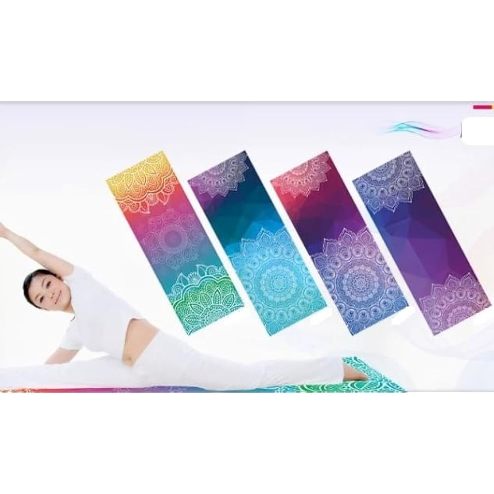 [Buona Vita] Yoga Towel, Yoga Rug, Anti-Slip, Yoga Towel, 183 x 65 cm, Water Absorbent, Sweat Absorbent, Quick Drying, Lightweight, Fully Washable, Durable, Quick Drying, Water Absorbing, Portable, Non-Slip, Fitness, Meditation (D)