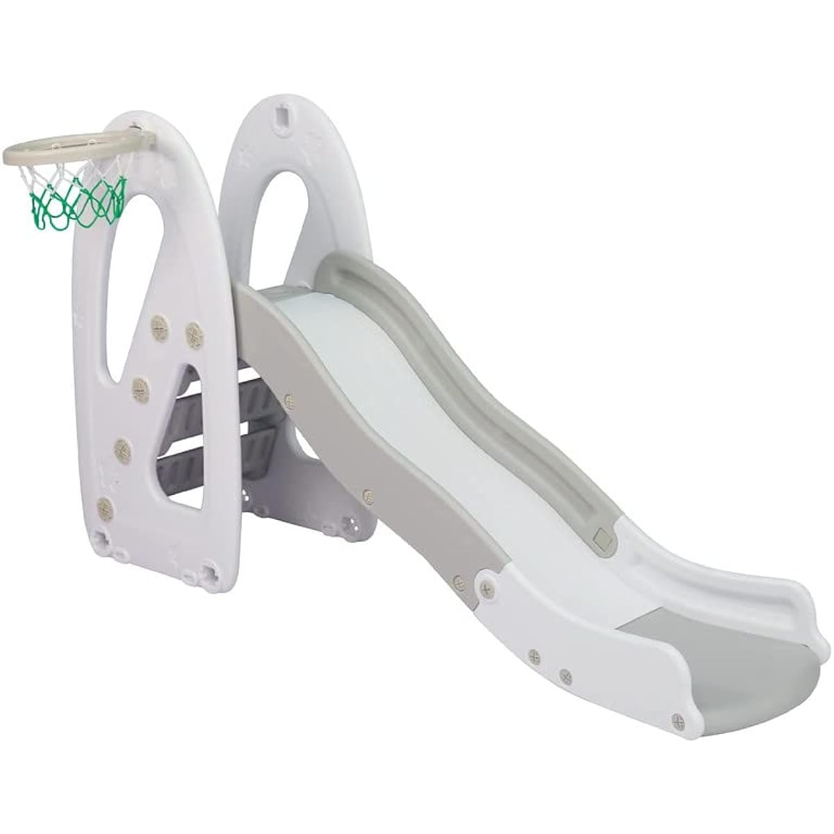 Osaka Bear 2 Colors Slide Slide with Basketball Goal Slider Indoor Play Equipment Large Play Equipment Children Load Capacity 35kg (Gray)