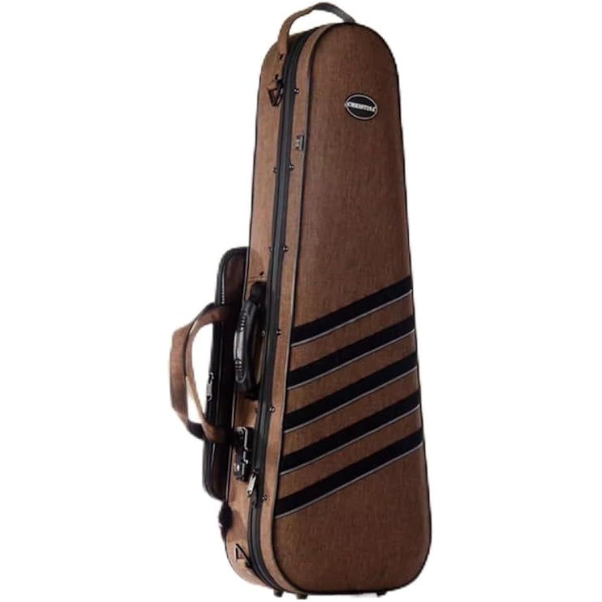 Christina 4/4 Full Size Violin Triangle Canvas Oxford Case with Built-in Hygrometer, Lock and Shoulder Belt or Strap (Black)
