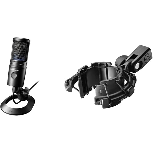 Audio-Technica USB Condenser Microphone AT2020USB-X & Shock Mount AT8455