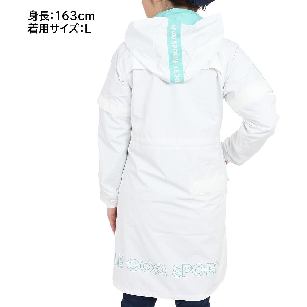 [Le Coq Sportif] Rainwear, One-Piece Type, Water Resistant, Breathable, Removable Sleeves, Hood Storage Stylish, Cute, Classic, Women's
