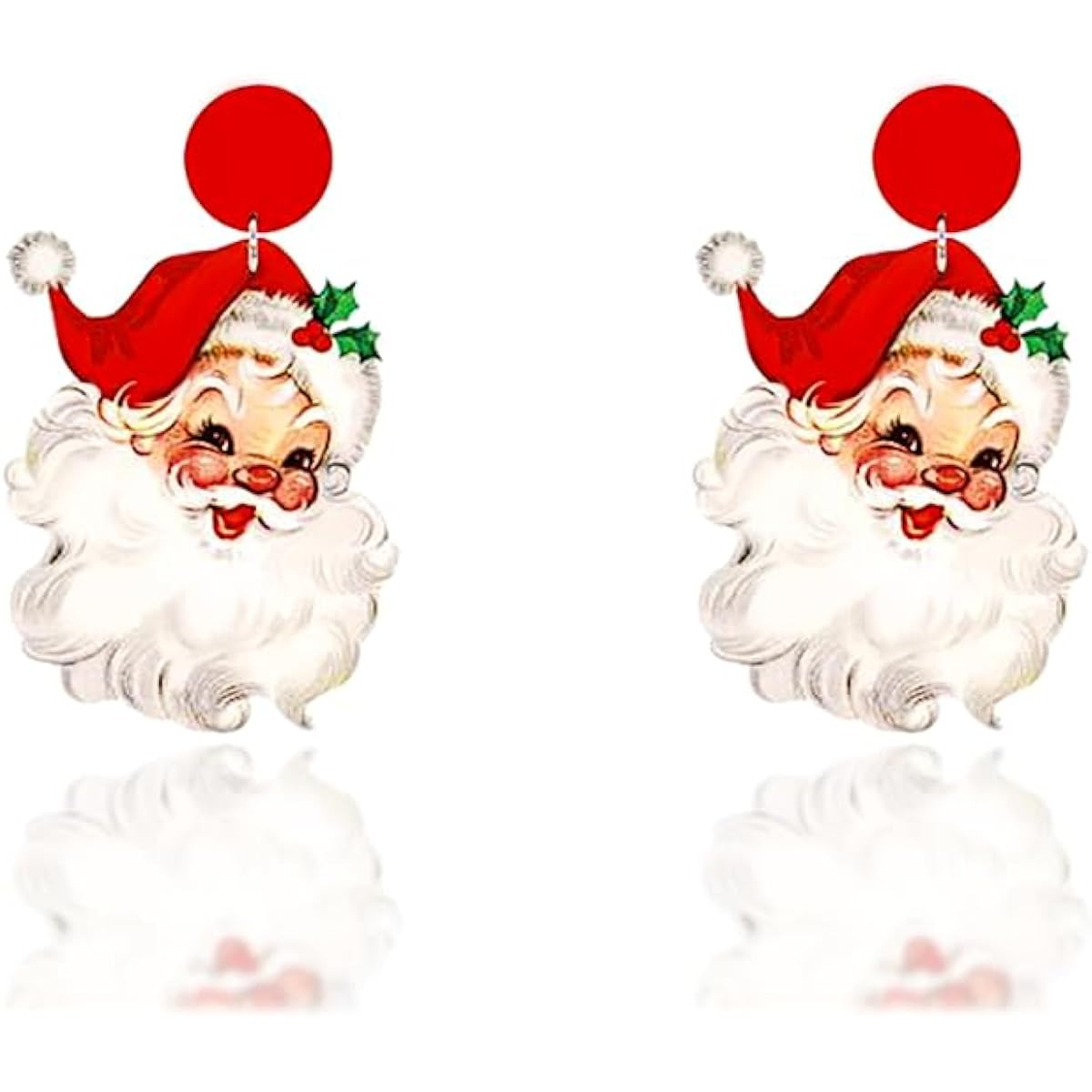 Women's Christmas Earrings Red Pink Wooden Santa Earrings Cowboy Hat Christmas Santa Drop Earrings Christmas Jewelry Holiday Earrings for Women Girls