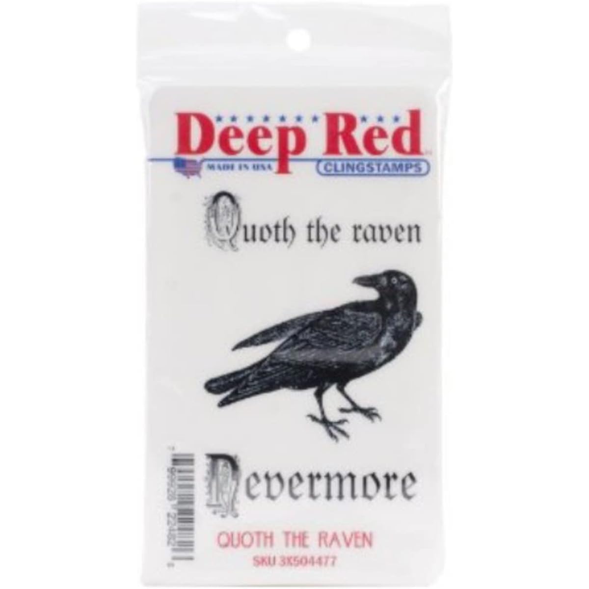 Deep red clinging stamp Quoth, Raven