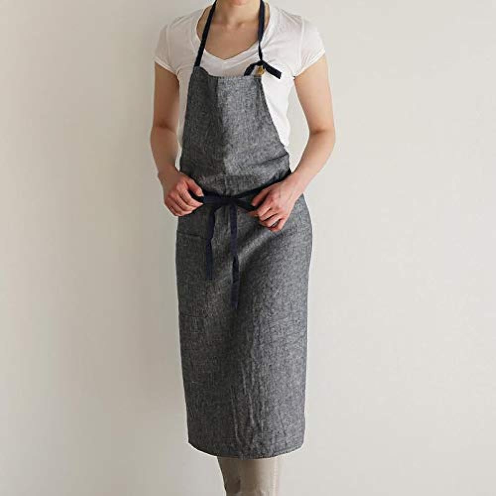 Linen full apron Manon <Blue Pastoral> A304 [Lino e Lina/Lino e Lina] Free Size