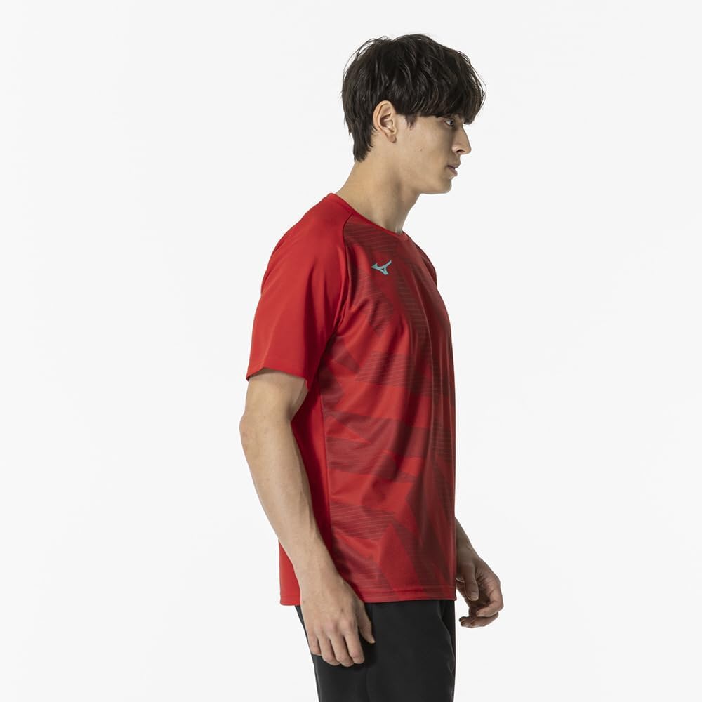 [Mizuno] Tennis Badminton Practice Shirt, Short Sleeve, Sweat Absorbent, Quick Drying, Dynamotion Fit, Unisex, 62JAB012
