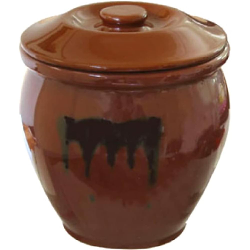 Living Pickle Container Round Kame No. 8 14.4L Ceramic Barrel Rice Bran Pickled Plum Storage Container Round Brown