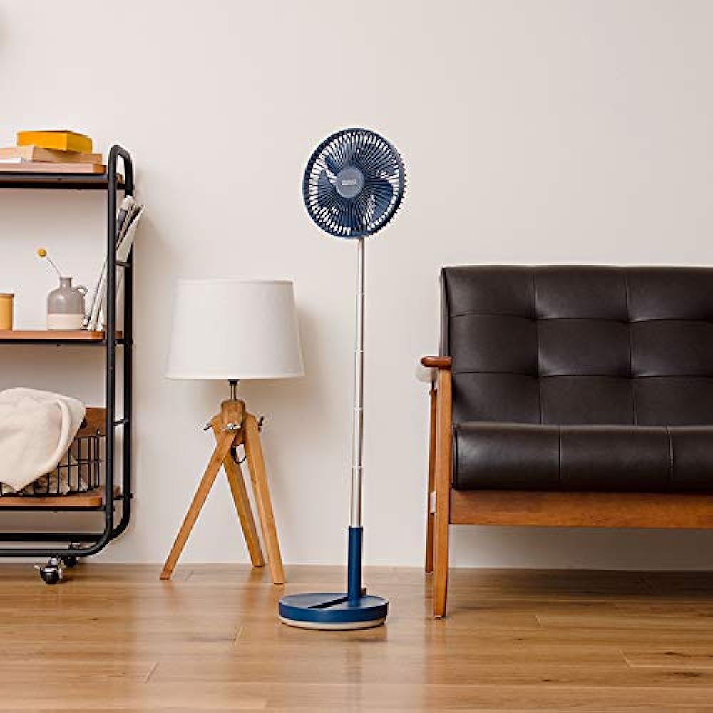 PRISMATE Folding Cordless Living Fan with Swing Function (NV (Navy)