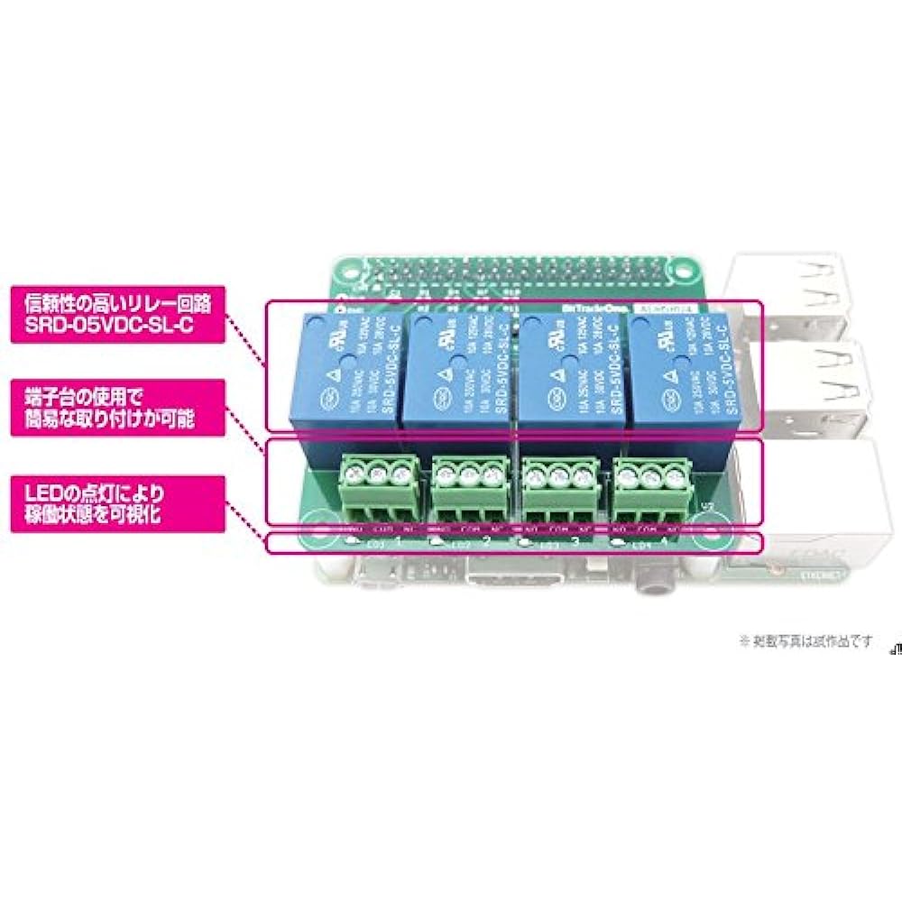 BitTradeOne BitTradeOne Relay Control Expansion Board for Raspberry Pi 4 Circuits [Assembled] ADRSRU4