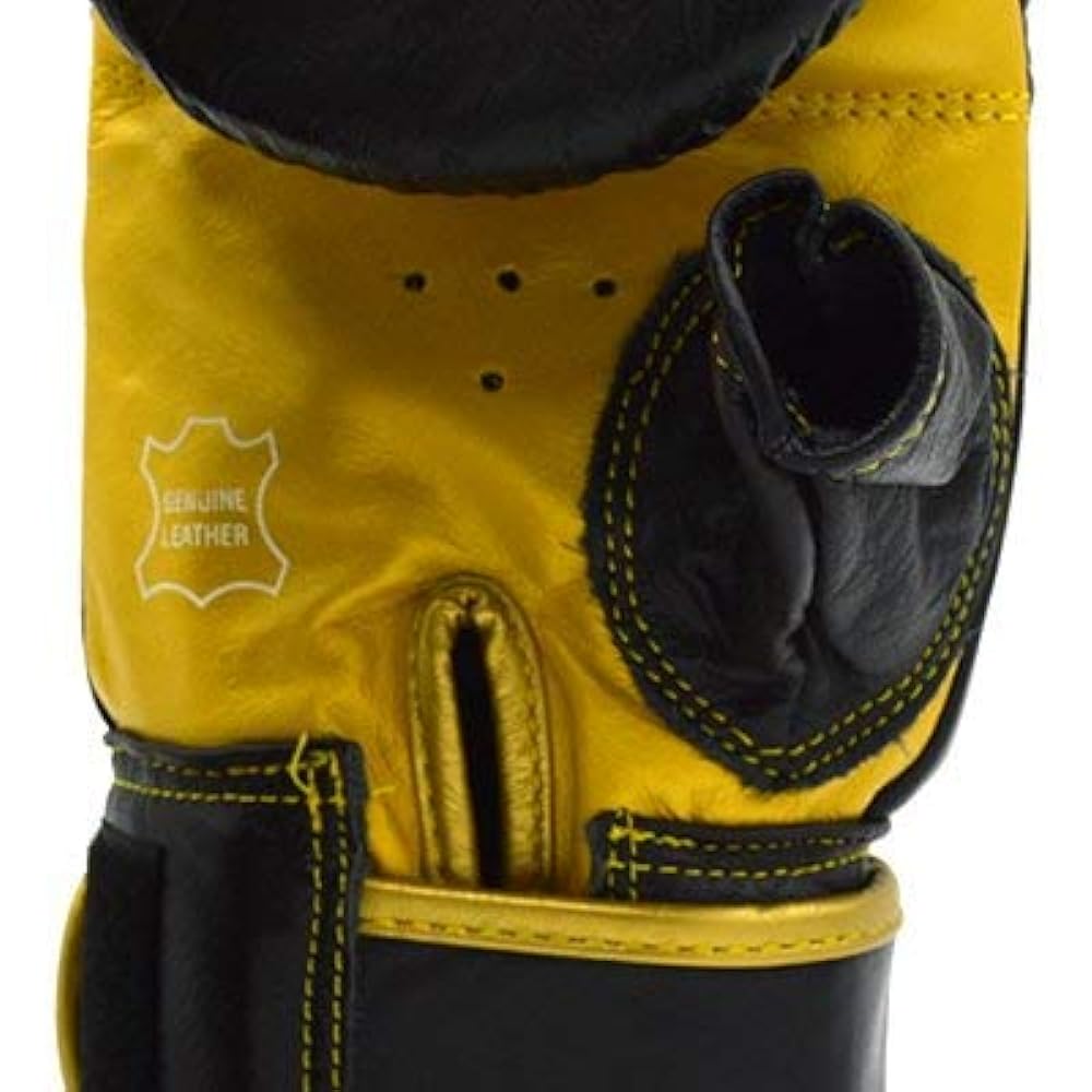 WORLDCHAMP Genuine Leather Punching Gloves Traditional (Black x Gold) WCPGTD1