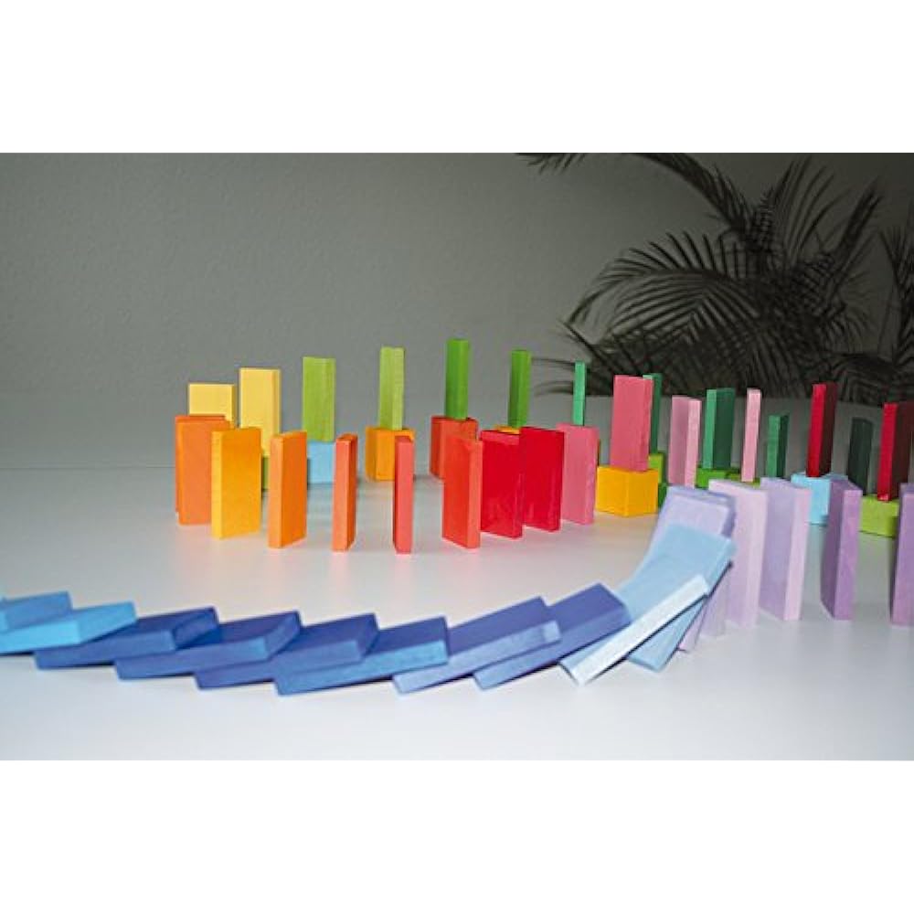 GRIMM'S Toy Educational Toy Wooden Building Blocks Figure Play Board 58 Colors Color Chart Block