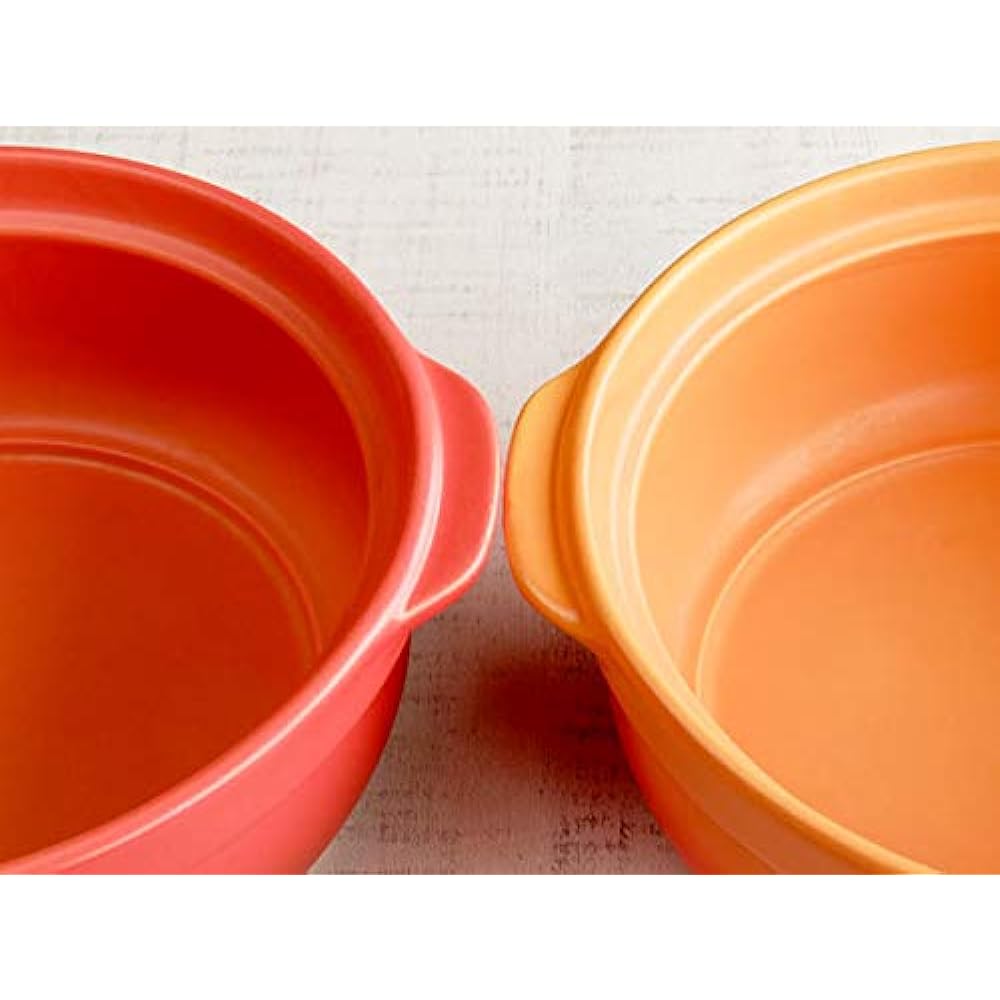 Mino Sarara IH Compatible, No. 8 Earthen Pot, Heat Resistant Banquet Baking Earthen Pot, For 2 to 3 People, Heat Resistant Tableware, Made in Japan, Heat Source Color: IH Compatible, Red