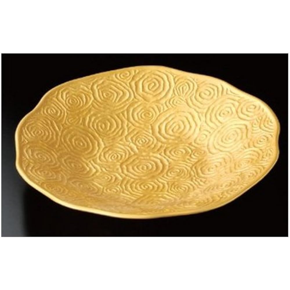 3 セット Maru large dishes, mica gold scroll carving 9.5 serving dishes [27.5 x 4.5cm] [Ryotei, inns, Japanese utensils, restaurants, business utensils, utensils]