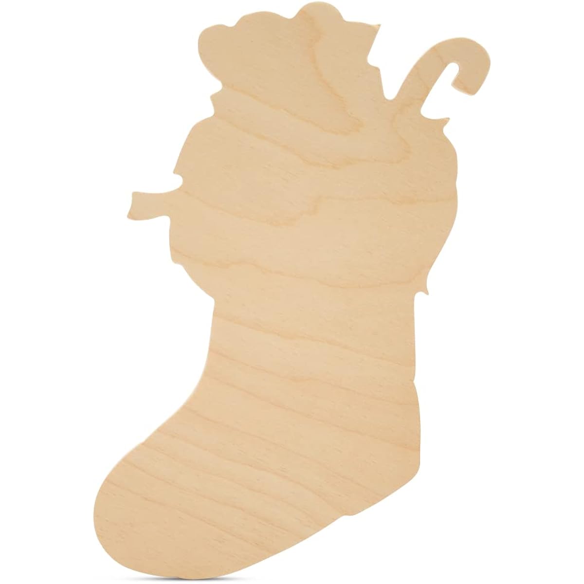 Woodpeckers Plush Stocking Cutouts 12" x 7-3/4" 1 Pack Unfinished Wooden Signs for Holiday Crafts and Winter Decorations