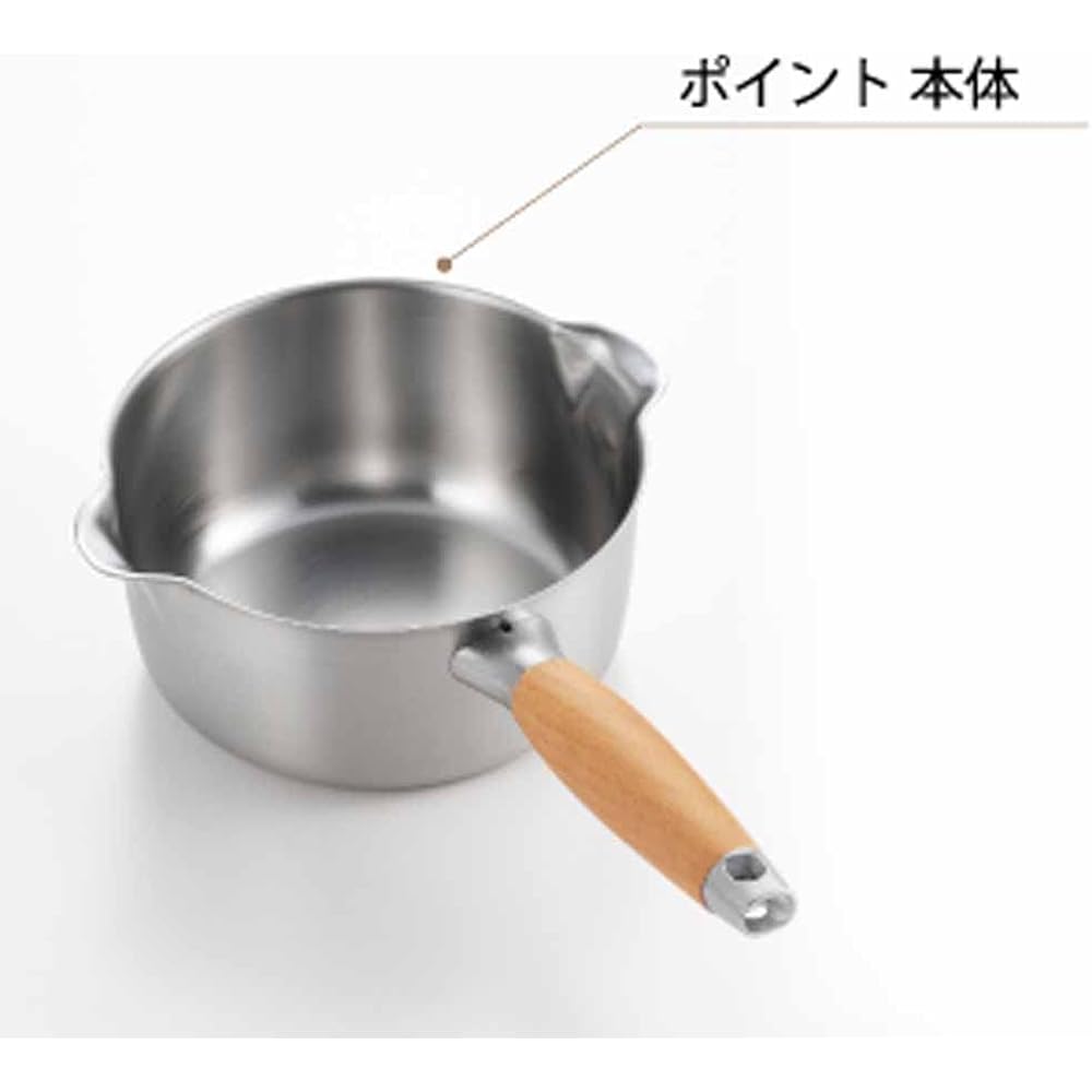 Yoshikawa Yukihira Pot 18cm Gas Fire/IH Compatible Stainless Steel Made in Japan One Hand Pot Tsubame Sanjo Double Spout Milk Pan Aikata 1510228