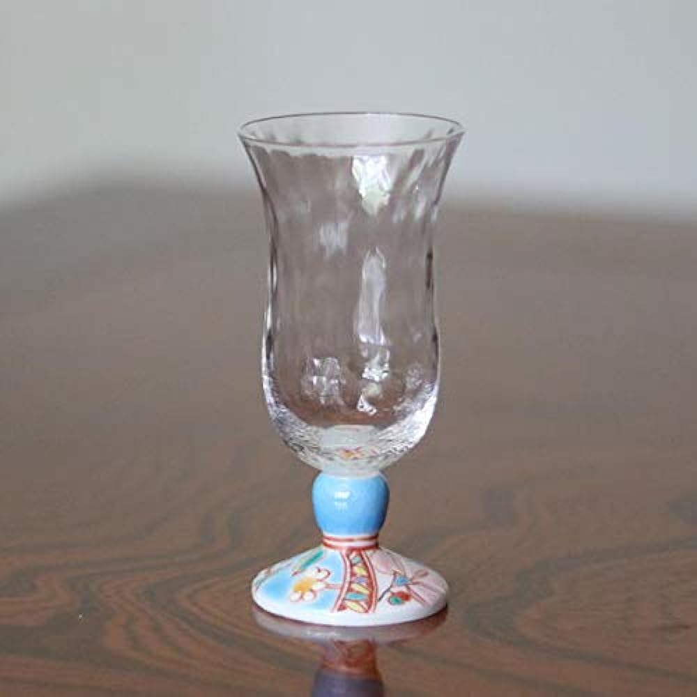 Kutani ware cold sake glass (lattice) flower tapestry
