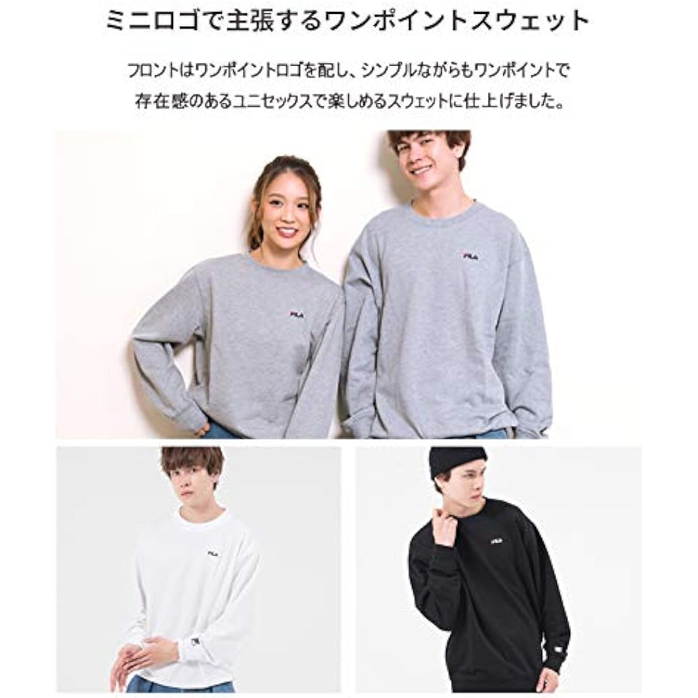 [Fila] Sweatshirt, Brushed Lining, Men's Sweatshirt, Crew Neck, Round Neck, Pullover, Long Sleeve, One Point, Logo Embroidery, Standard, Popular, Large Size, Loose, Room Wear, Tops, Korean, Spring, Autumn, Winter, Unisex FH7207