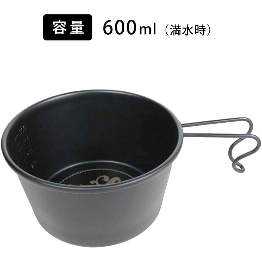 Shade&Rope Black Sierra Cup Sierra Cup Stainless Steel Direct Fire Black Matte with Graduation Deep Shallow Type Made in Japan Tsubame Sanjo (600ml)