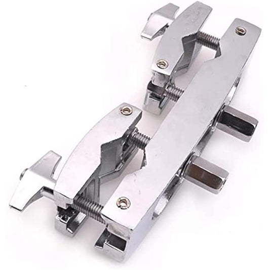 Drum Clamp 2 Holes Silver Durable Multi Lamp Cymbal Stand Mount Holder Drum Cymbal Musical Parts