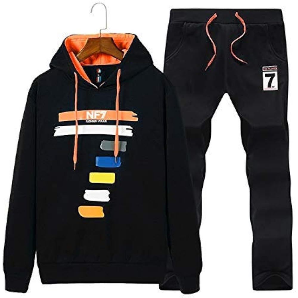 [aspersio] [aspersio] Pullover design sweatshirt colorful pants 2-piece set for men