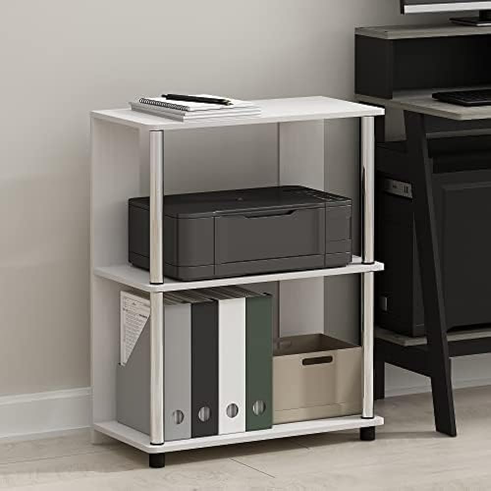 Furinno JAYA Simple Design Bookcase White Oak Stainless Steel Tube [Regular Japanese Import Product]