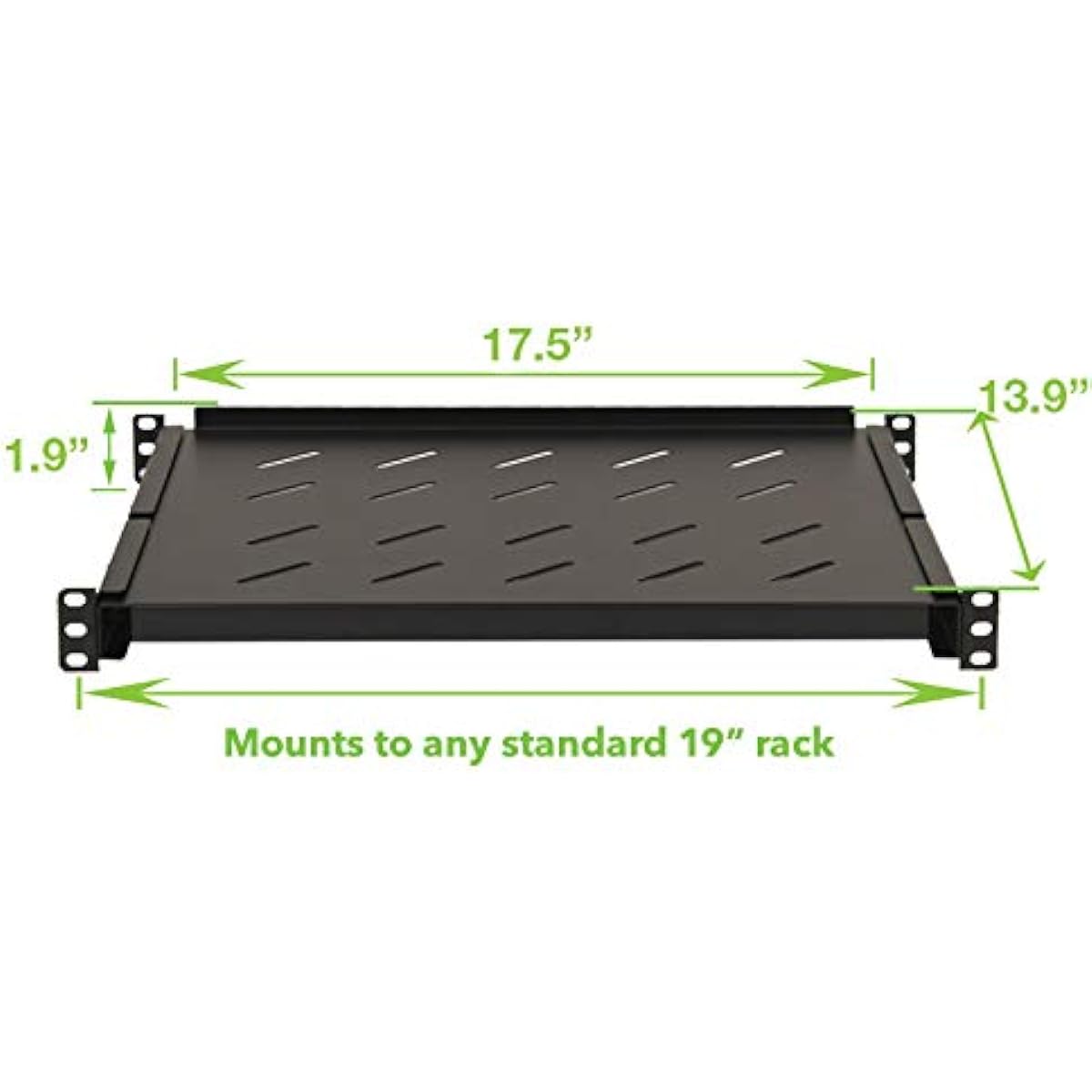 NavePoint Vented 4 Post Shelf Adjustable Black 350mm Depth 1U 240lb Cold Rolled Steel CE Compliant