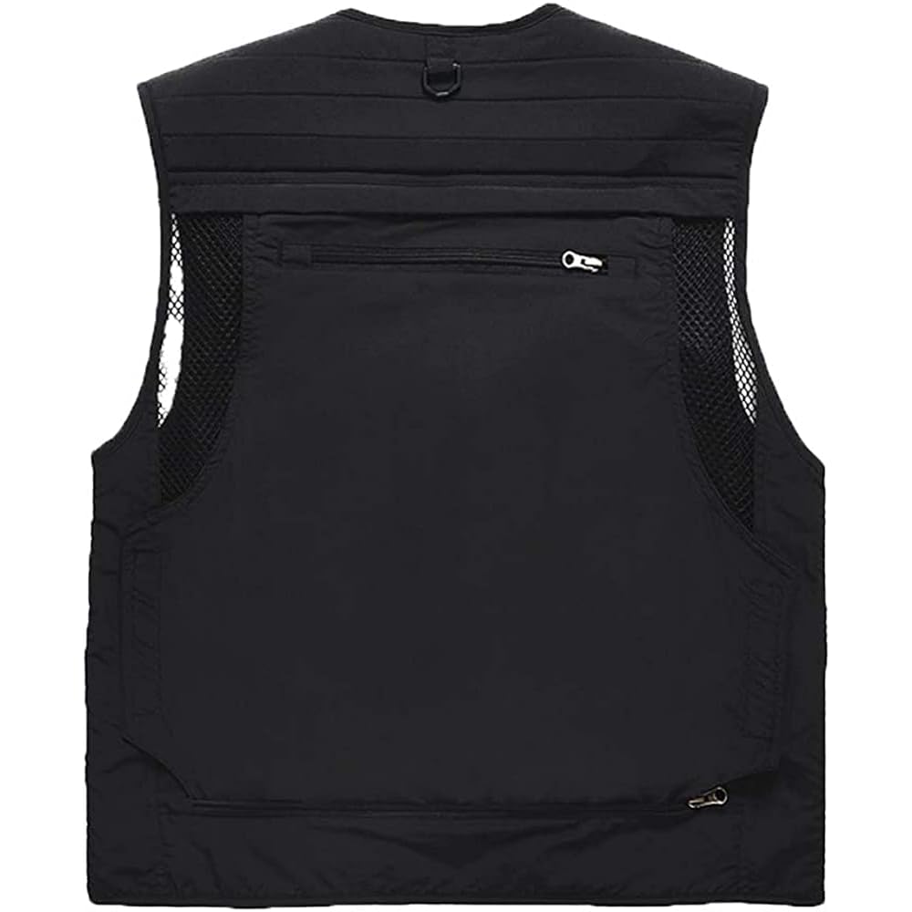 MANATSULIFE Men's Mesh Vest for Photographers Fishing Work Multi-pocket Ventilation Outdoor Large Size 7898