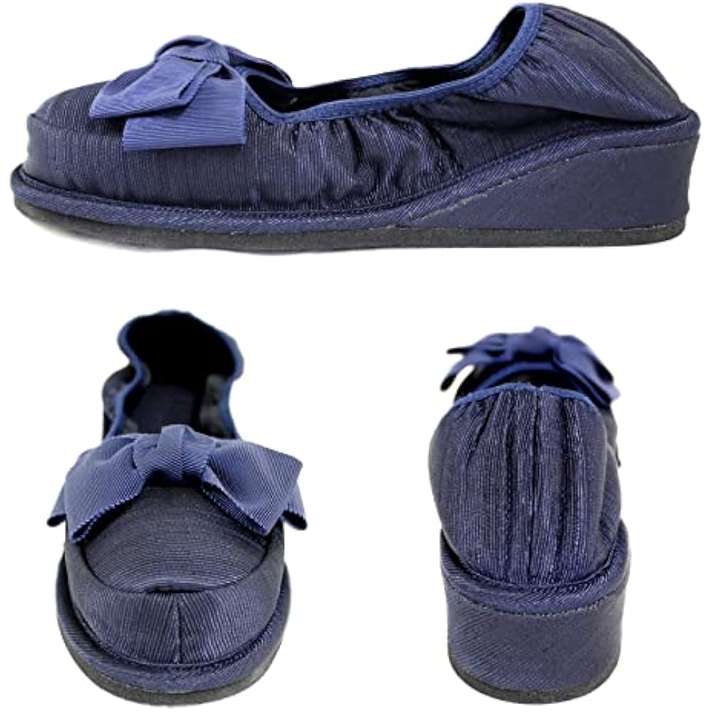 [Kirsch Blute] Kirsch Blute Navy 3.5cm Heeled Portable Slippers Room Shoes Type [Grosgrain Kirsch Ribbon] KS35C-NS22 *Pouch included