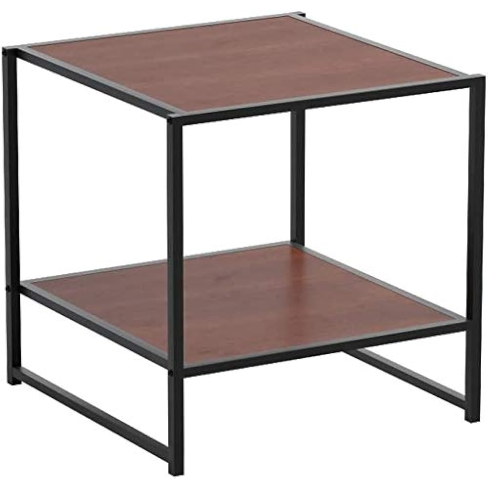 ZINUS Modern Studio Collection Night Table Dane Red Mahogany Width 51 x Depth 51 x Height 51 cm Side Table Steel Frame | Bed Easy to Assemble Tools Included ZINUS | Japanese Genuine Product ET-2020Q