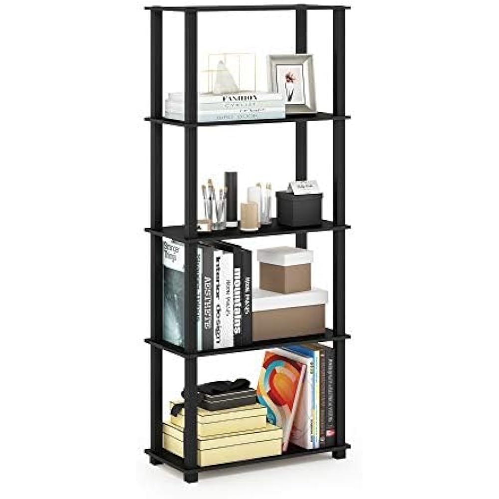 Furinno Multipurpose Shelf Display Rack Americano/Black 5 Tiers with Square Tube Turn S Tube [Regular Japanese Import Product]
