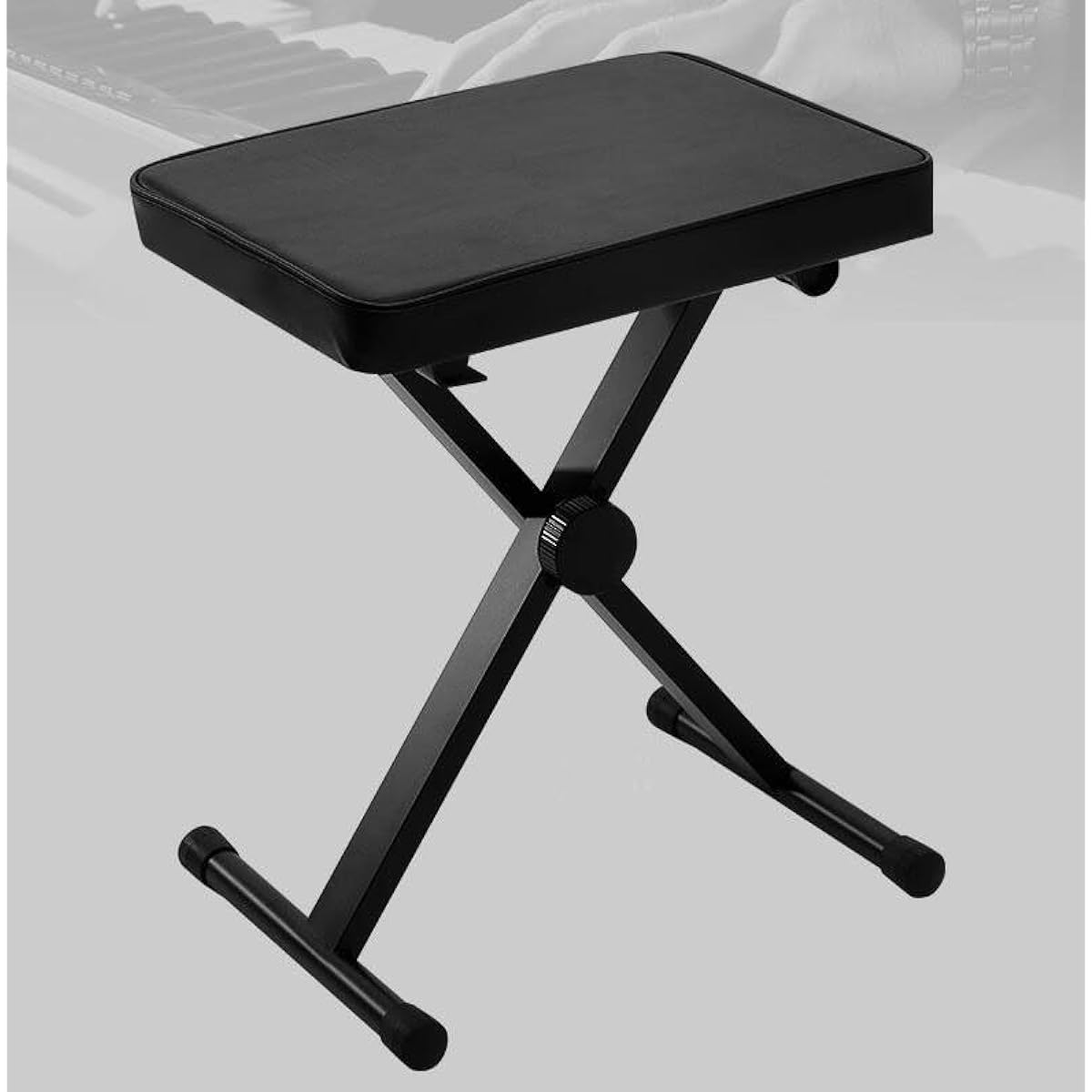 Piano stool, keyboard bench, foldable, 3 height adjustments, 7cm thick cushion seat, floor chair