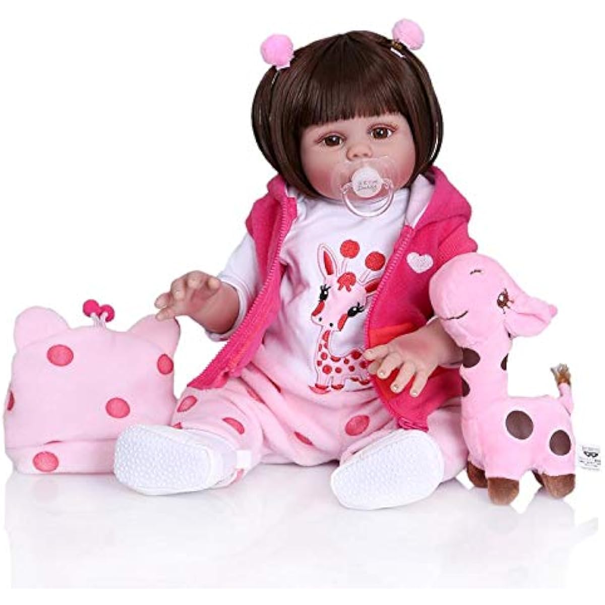 Angelbaby Reborn Silicone Full Body Realistic Doll Cute Appearance Real Baby Girl Waterproof Reborn Handmade Vinyl Toy with Clothes (Red)