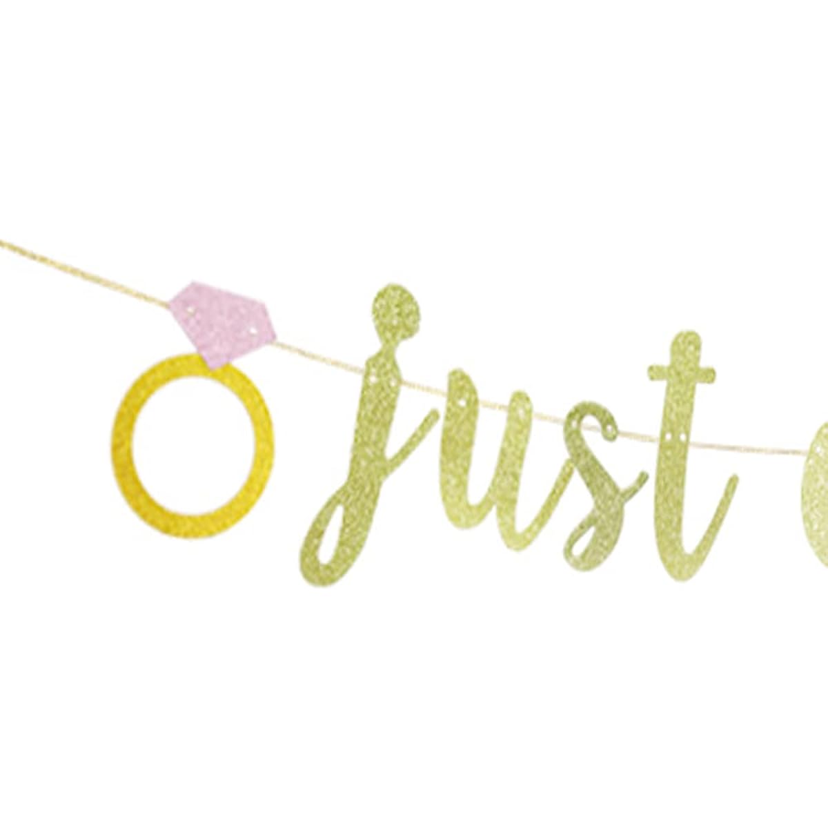 JENSENLIN Just Engaged Banner Engagement Bridal Shower Bachelorette Wedding Party Decorations (Gold Glitter).